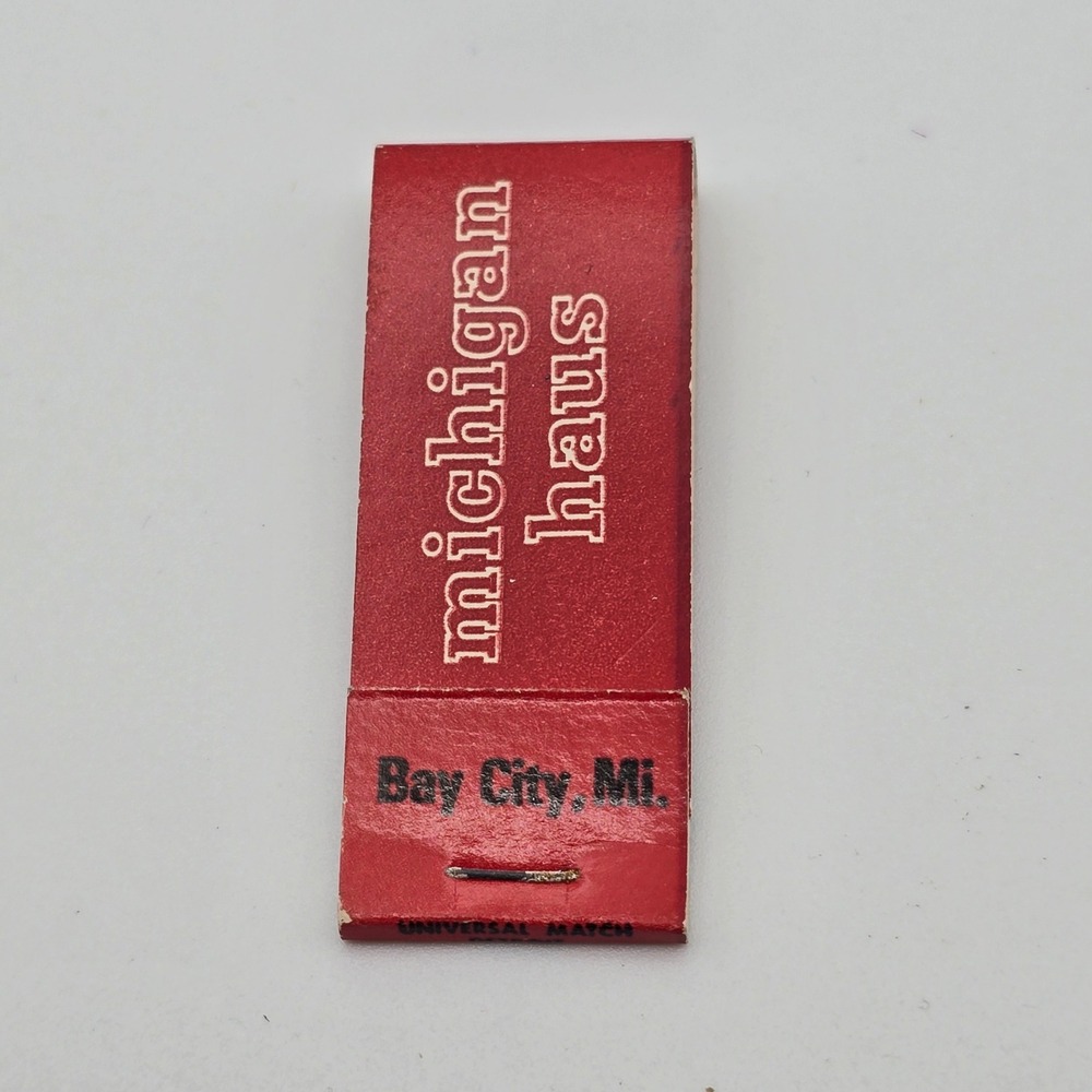 Vintage Michigan Haus Bay City MI Matchbook Restaurant Lounge Map Unstruck Red